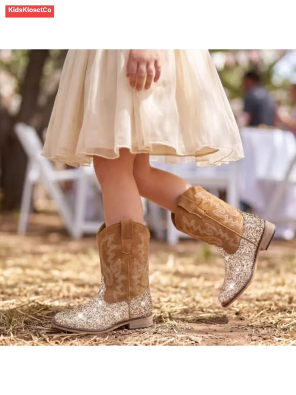 Boys Cowboy Western Square Toe Boots Mid Calf Embroidered Pull-On
